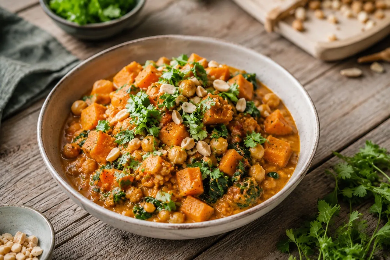 Afrikansk jordnöts- och sötpotatisgryta